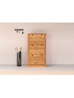 Sapateira em cera natural com toque acetinado de madeira com três portas basculantes / Coleção Mille